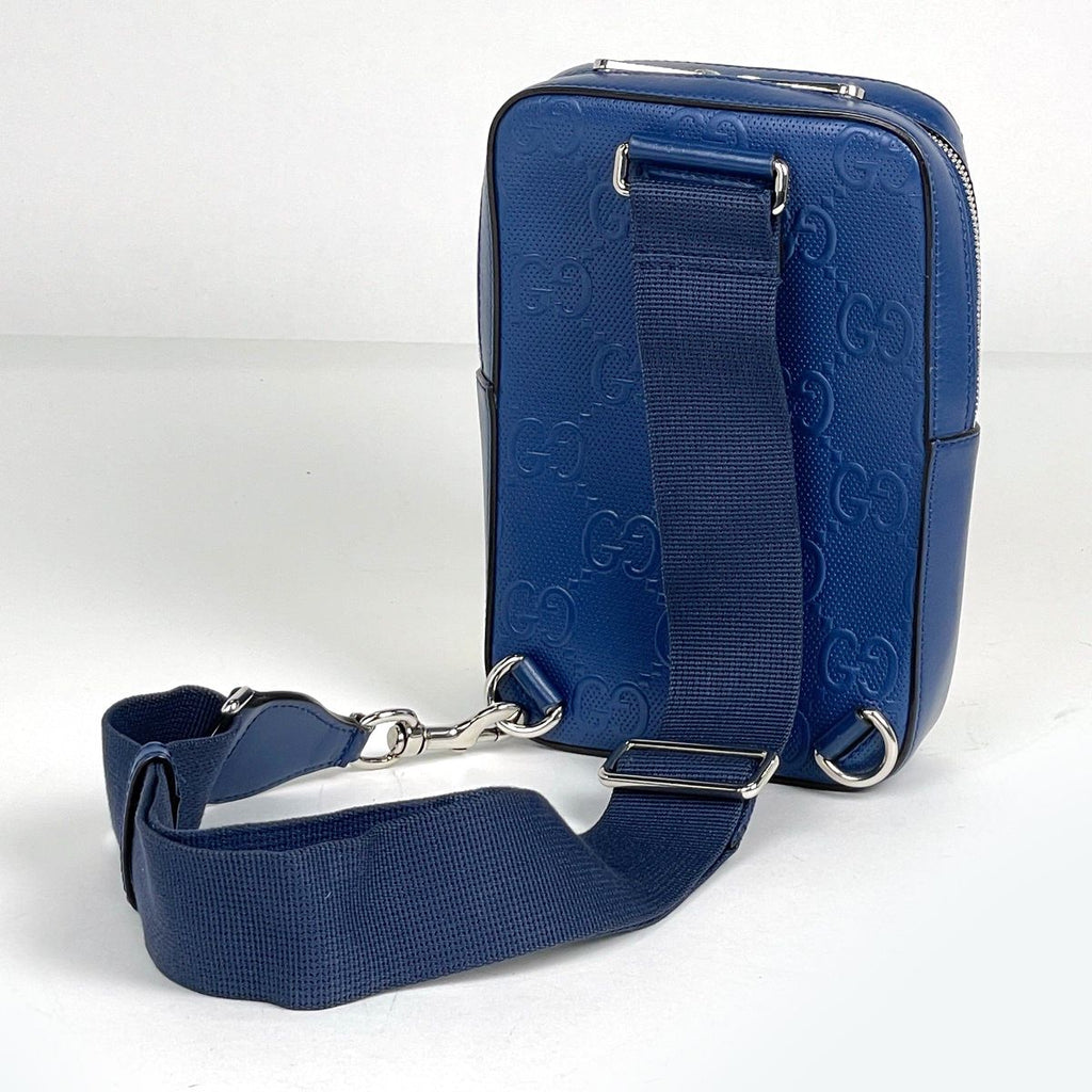 Gucci GG Embossed Belt Bag Leather Blue — view 2