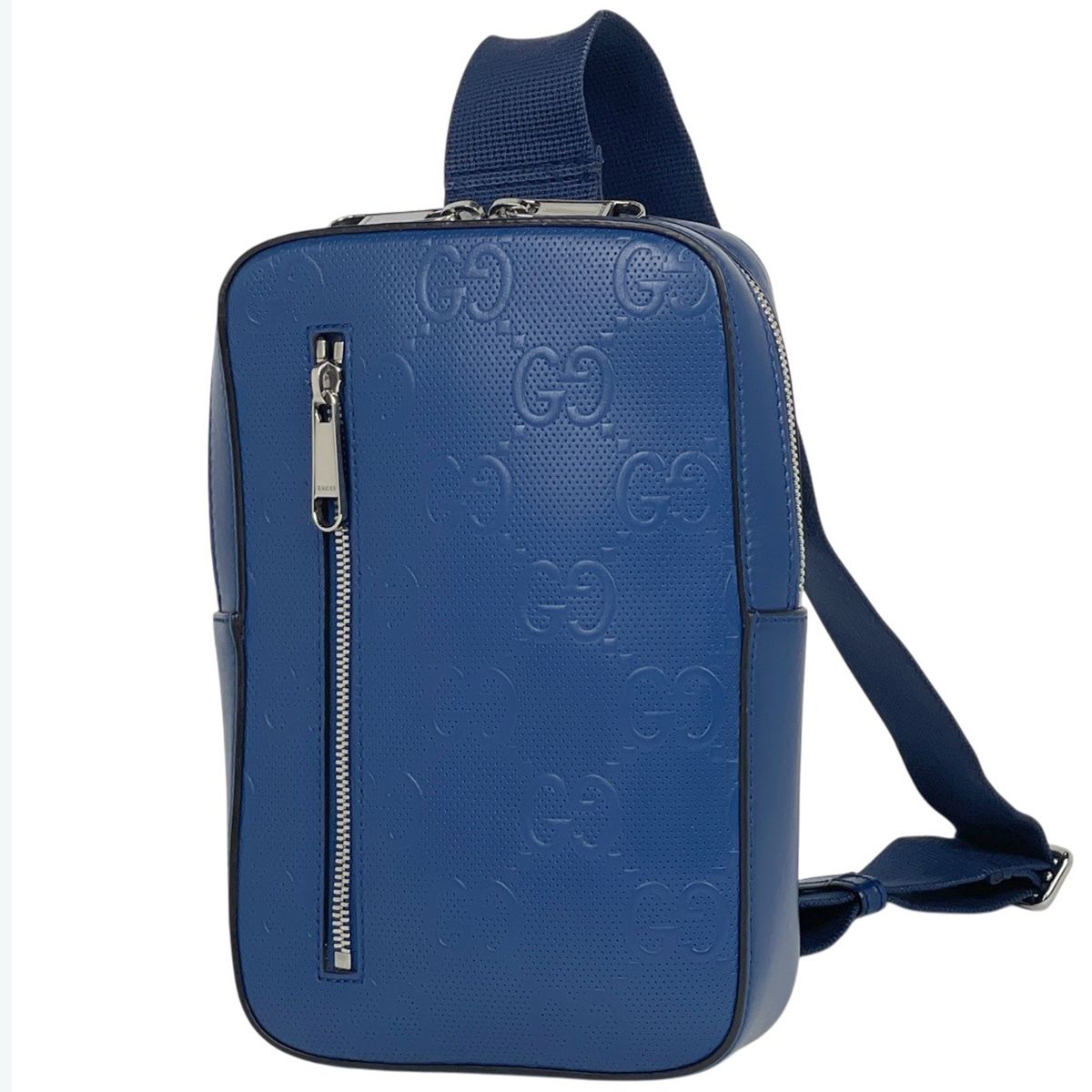 Gucci GG Embossed Belt Bag Leather Blue
