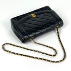 Chanel Diana Quilted Single Flap Chain Shoulder Bag CC Logo Leather Black — view 7