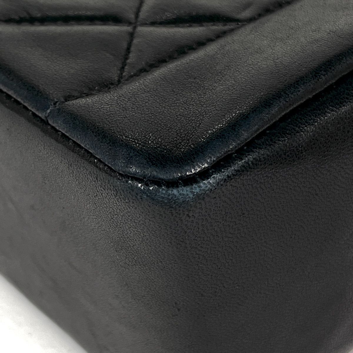 Chanel Diana Quilted Single Flap Chain Shoulder Bag CC Logo Leather Black — view 3