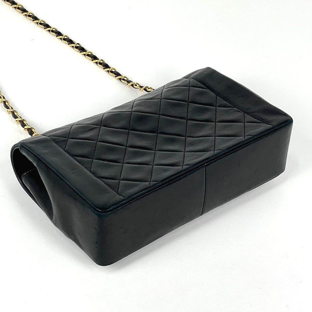 Chanel Diana Quilted Single Flap Chain Shoulder Bag CC Logo Leather Black — view 2