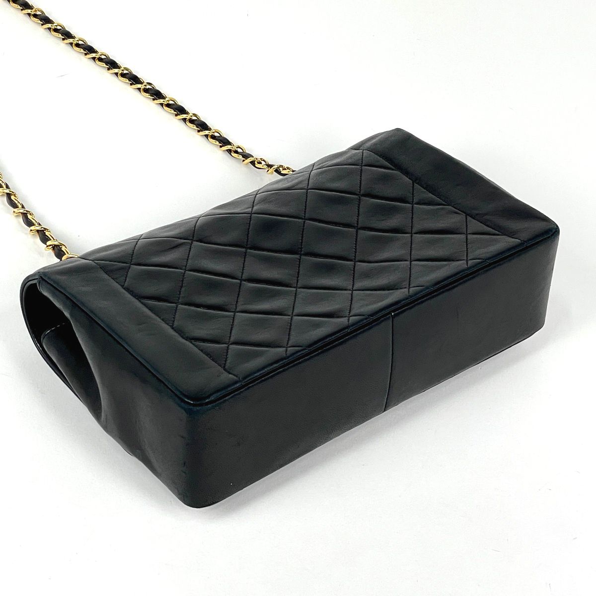 Chanel Diana Quilted Single Flap Chain Shoulder Bag CC Logo Leather Black — view 2