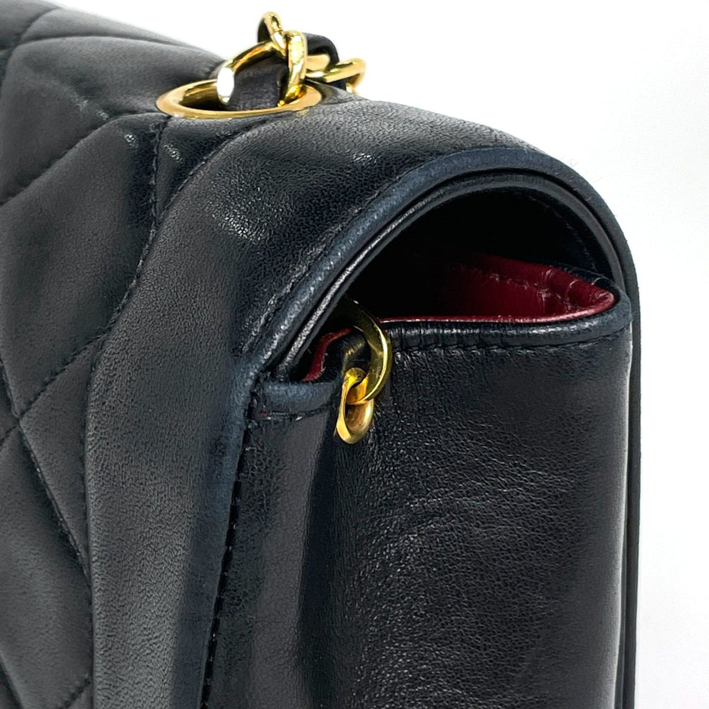 Chanel Diana Quilted Single Flap Chain Shoulder Bag CC Logo Leather Black — view 6