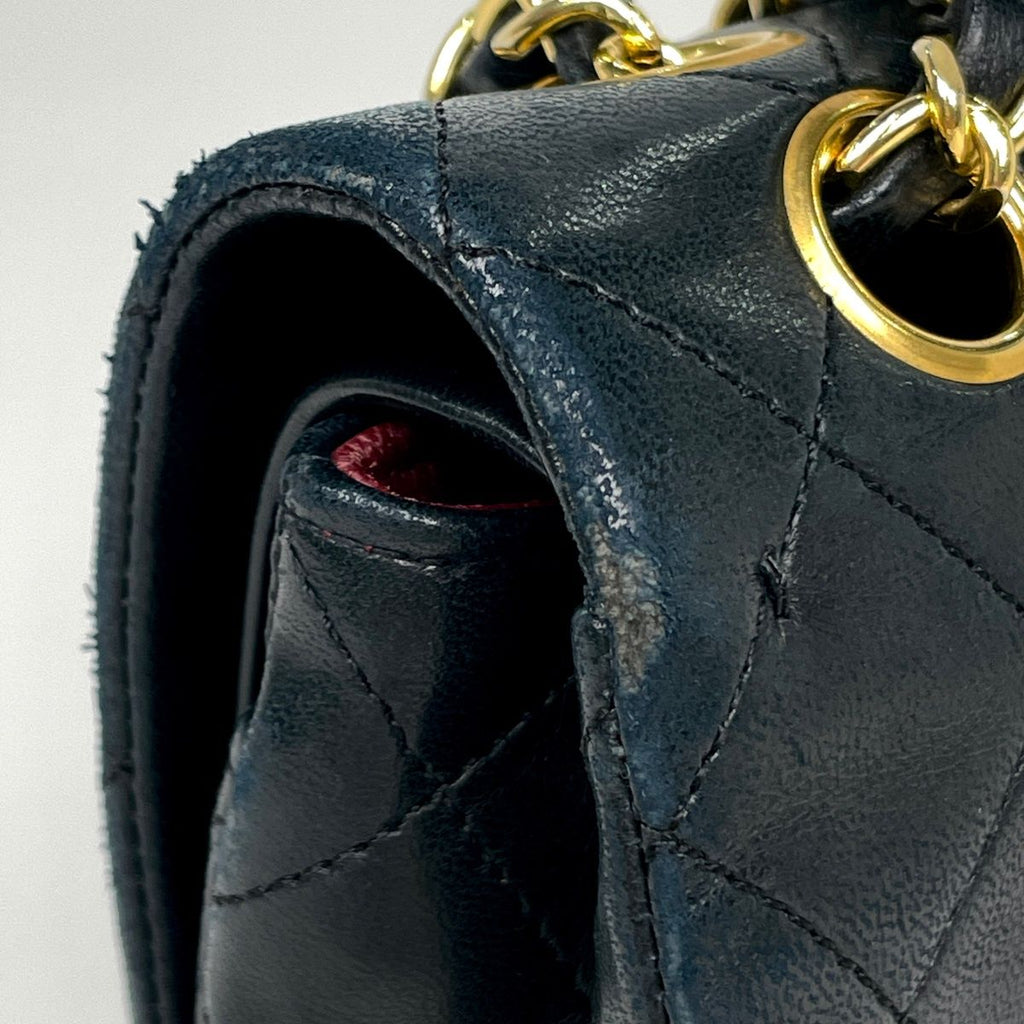 Chanel Quilted Double Flap Chain Shoulder Bag CC Logo Leather Black — view 6
