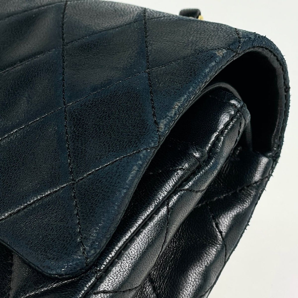 Chanel Quilted Double Flap Chain Shoulder Bag CC Logo Leather Black — view 5