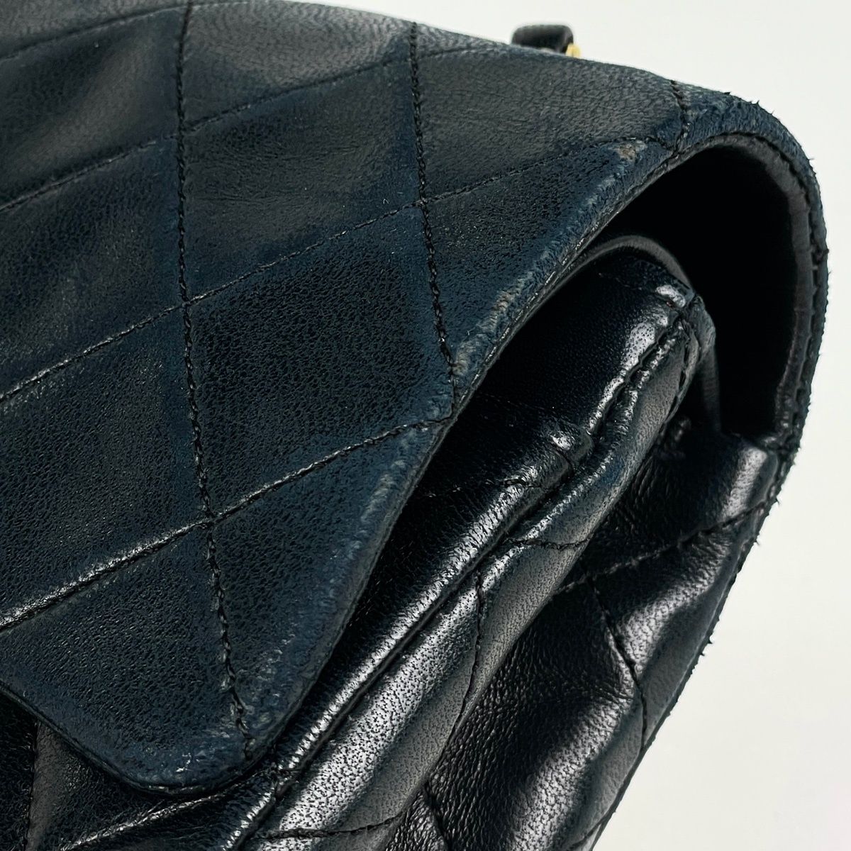 Chanel Quilted Double Flap Chain Shoulder Bag CC Logo Leather Black — view 5