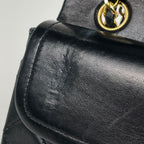 Chanel Quilted Double Flap Chain Shoulder Bag CC Logo Leather Black — view 8