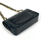 Chanel Quilted Double Flap Chain Shoulder Bag CC Logo Leather Black — view 2