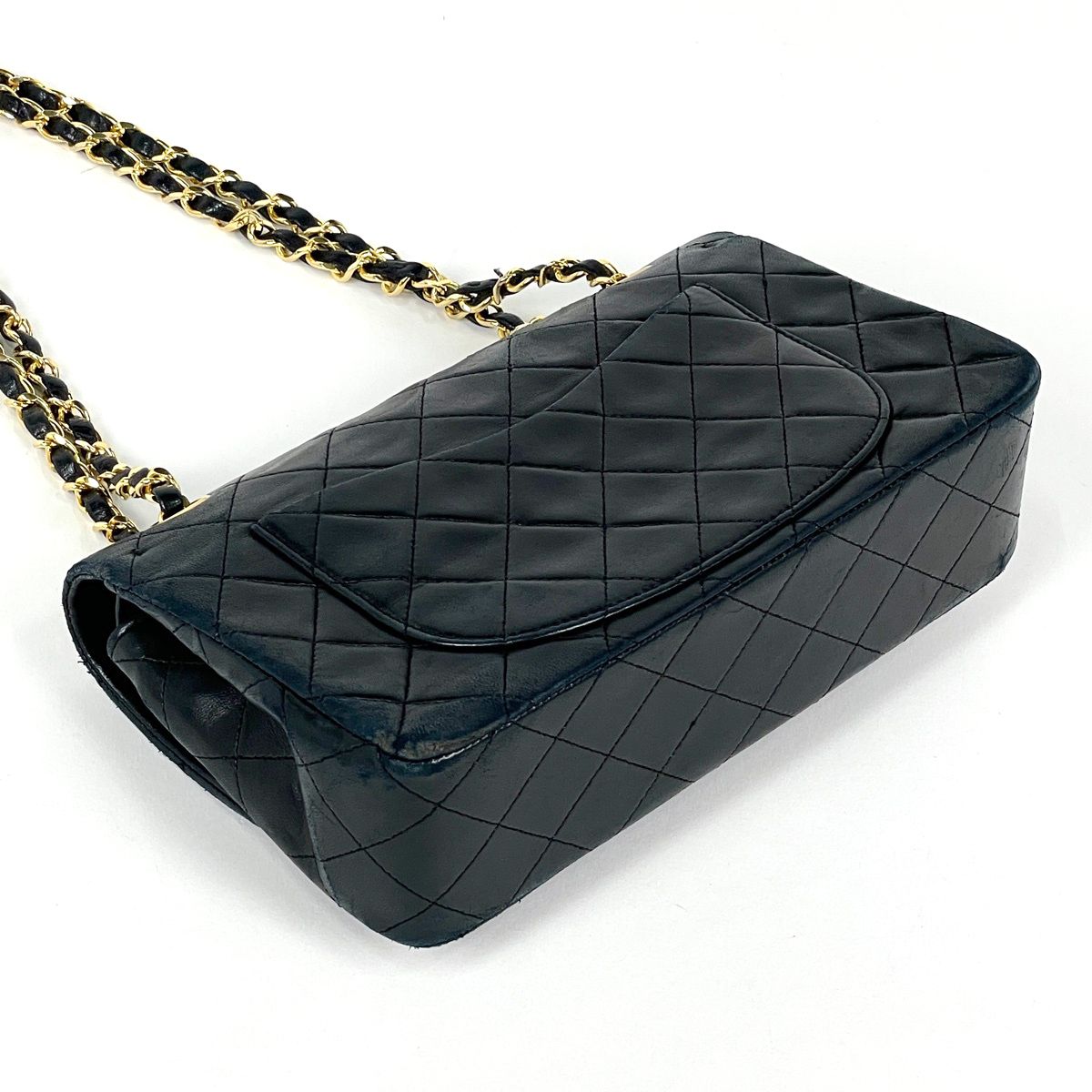 Chanel Quilted Double Flap Chain Shoulder Bag CC Logo Leather Black — view 2