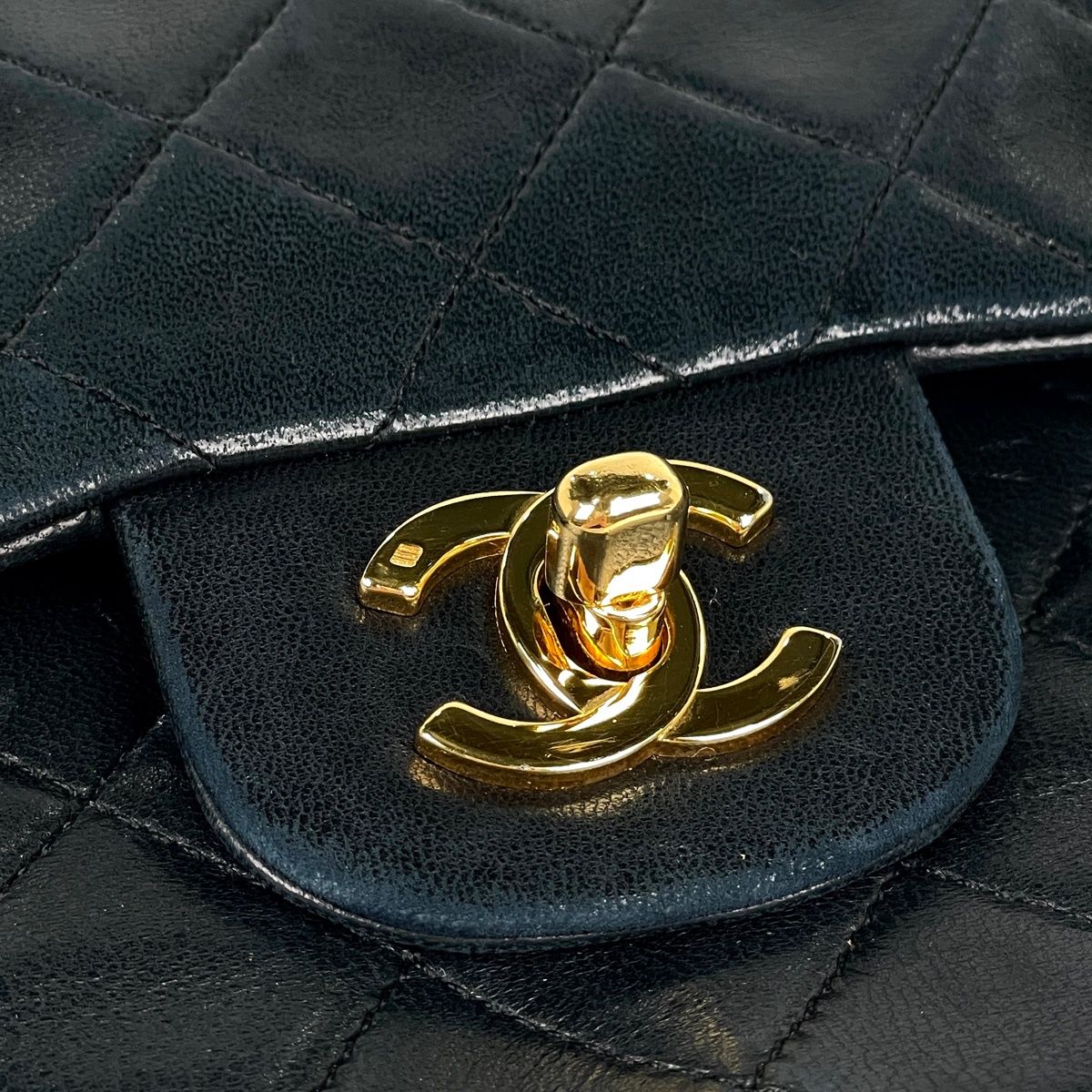 Chanel Quilted Double Flap Chain Shoulder Bag CC Logo Leather Black — view 4