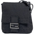 Fendi Zucchino Pattern Shoulder Bag Canvas Black