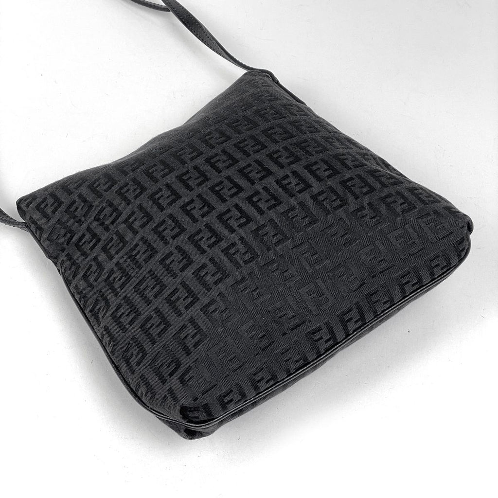 Fendi Zucchino Pattern Shoulder Bag Canvas Black — view 2