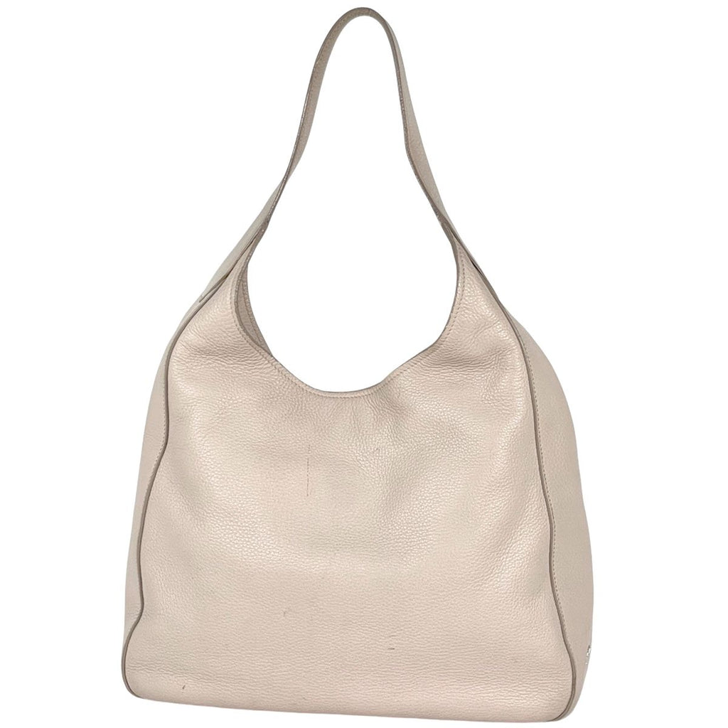 Prada Logo Shoulder Bag Leather Beige
