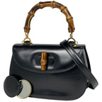 Gucci Bamboo Handbag 2-Way Vintage Leather Black