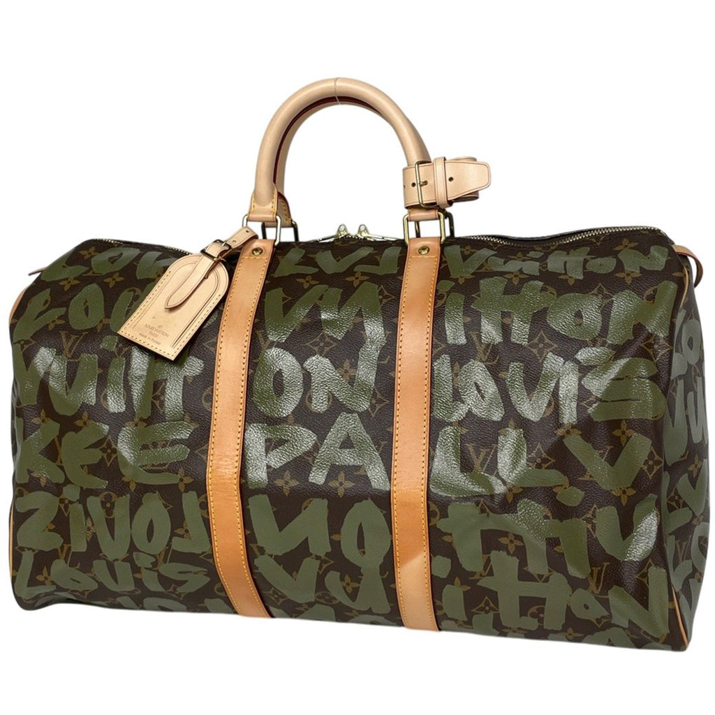 Louis Vuitton Keepall 50 Boston Bag Monogram Graffiti Khaki Brown