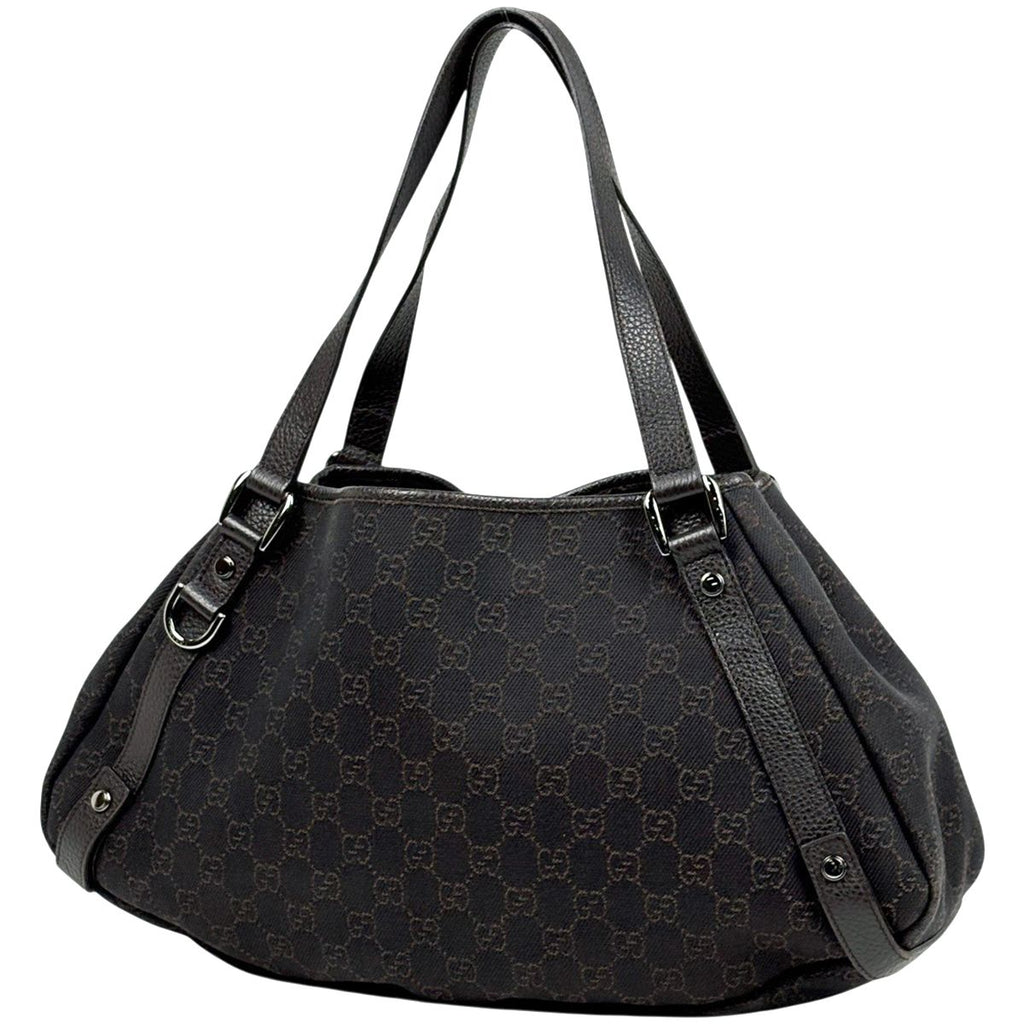 Gucci GG Pattern Tote Abbey Canvas Dark Brown