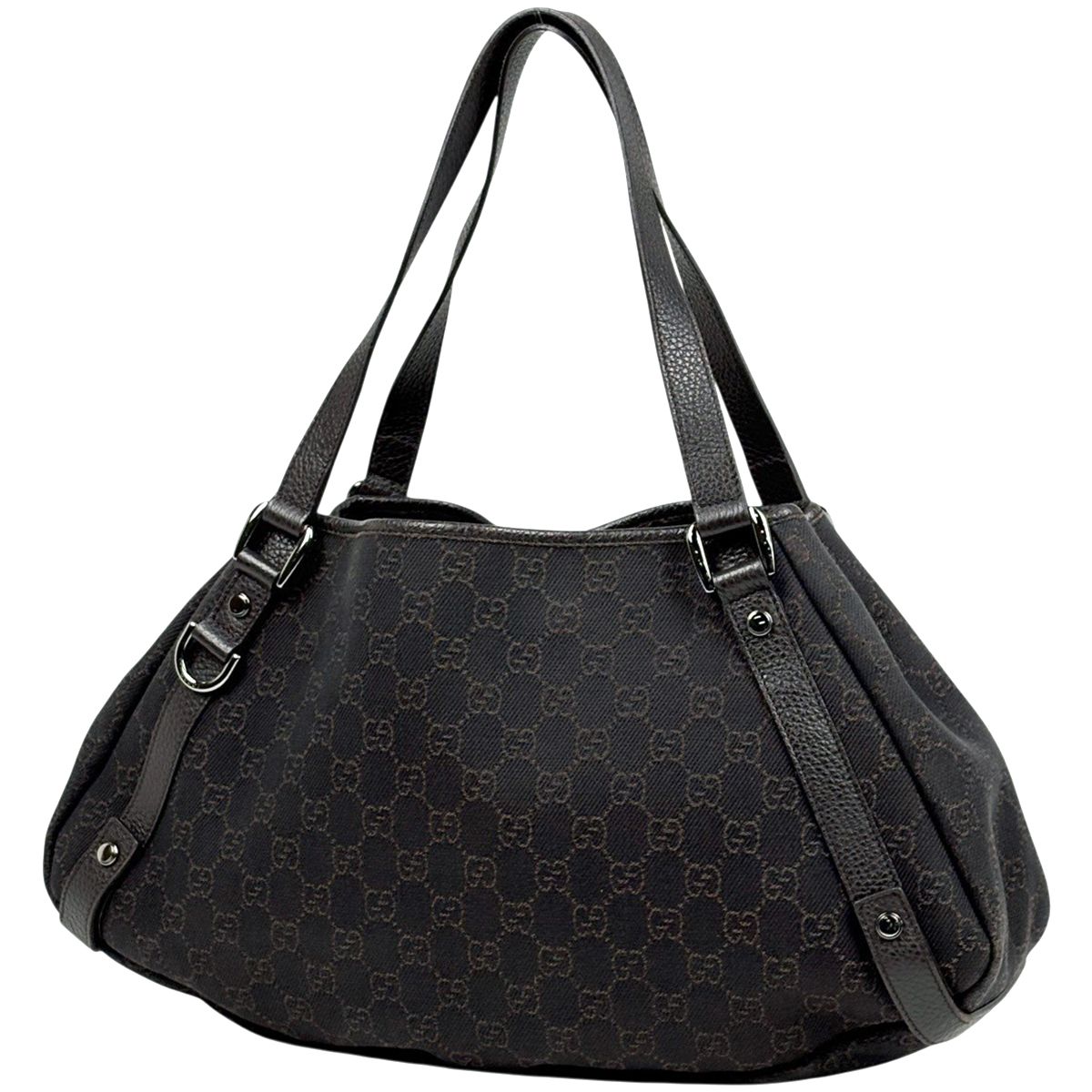 Gucci GG Pattern Tote Abbey Canvas Dark Brown