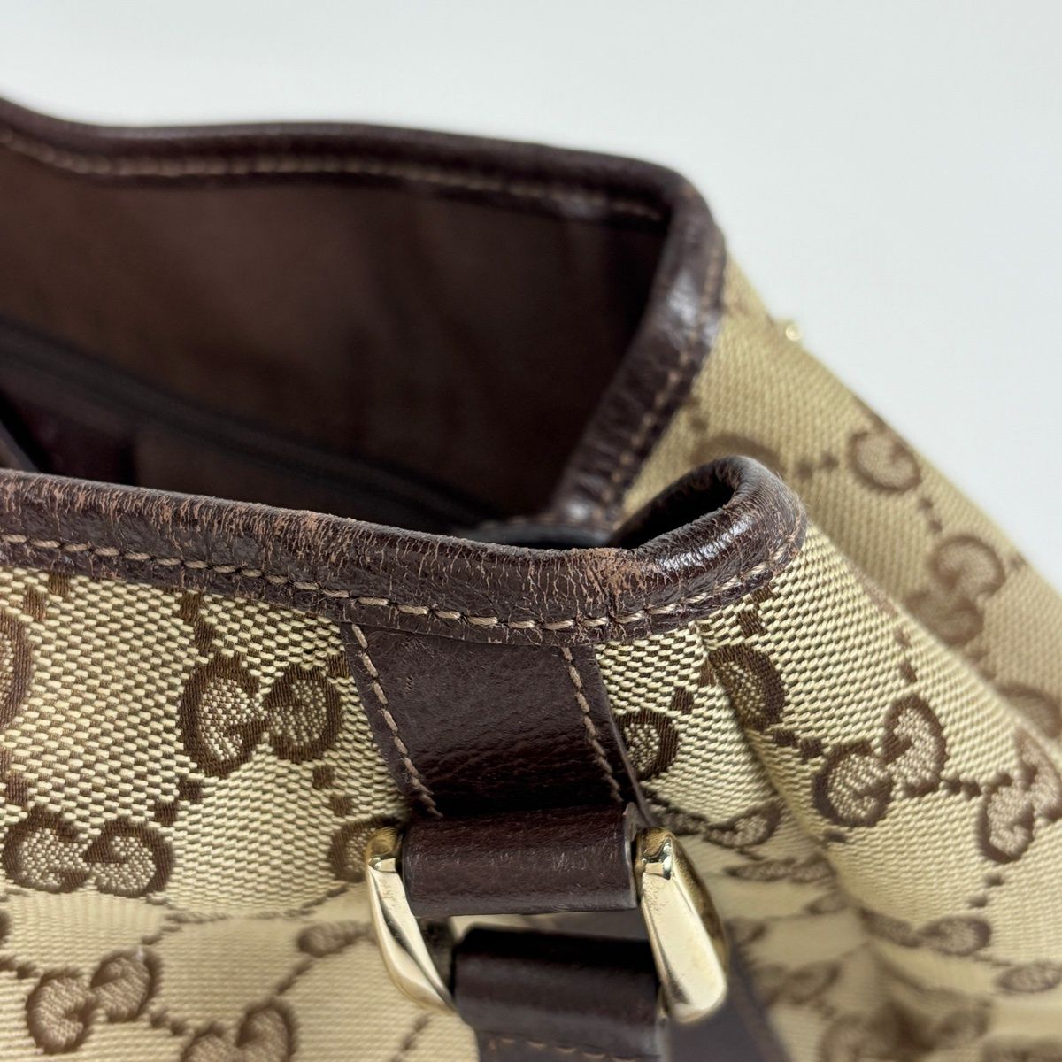 Gucci GG Pattern Shoulder Bag Tote Abbey Canvas Brown — view 5