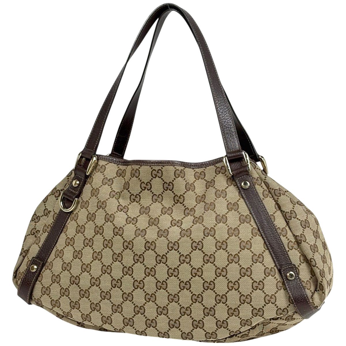 Gucci GG Pattern Shoulder Bag Tote Abbey Canvas Brown