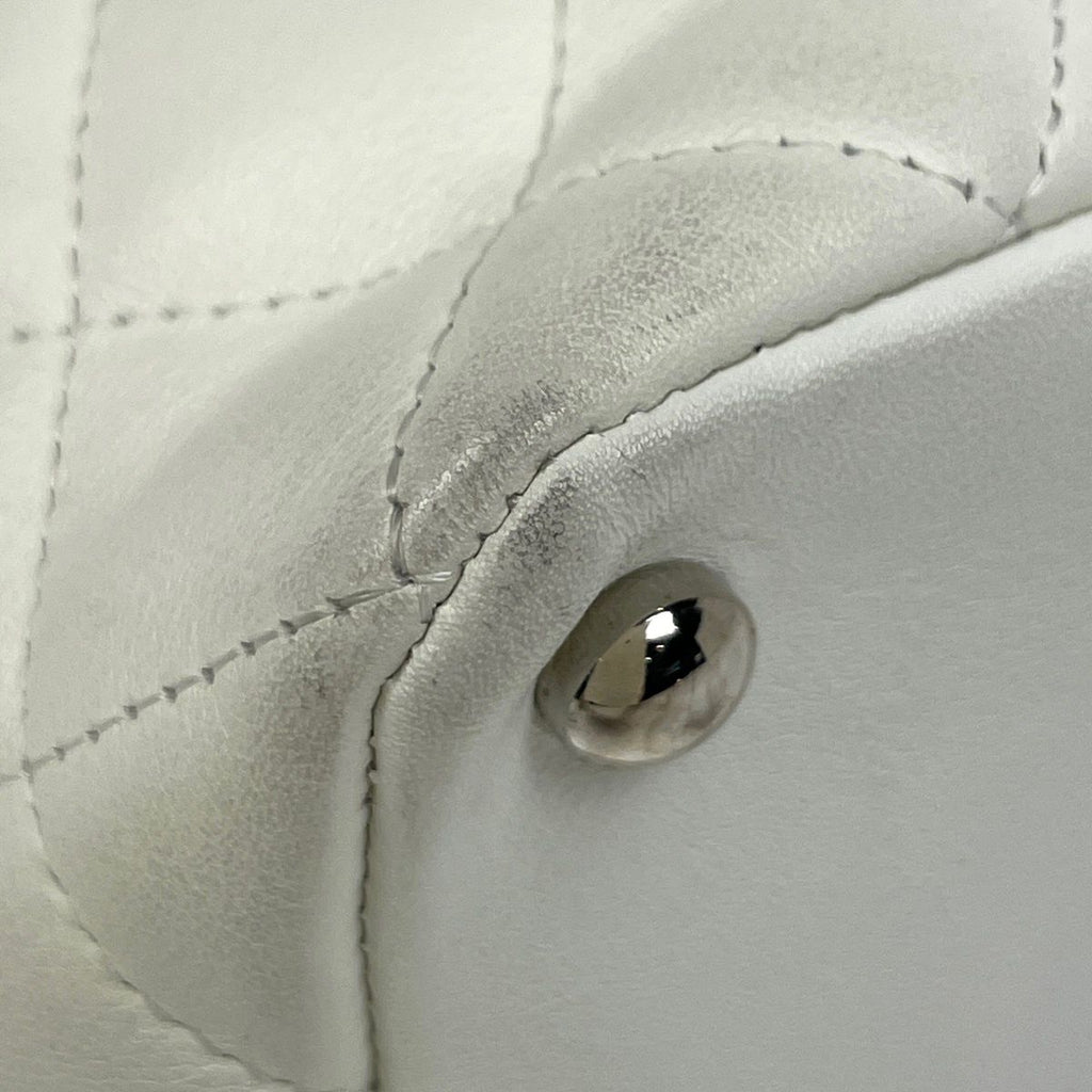 Chanel Cambon Line Tote CC Logo Handbag Leather White — view 3