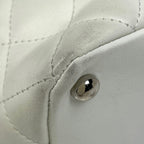 Chanel Cambon Line Tote CC Logo Handbag Leather White — view 3
