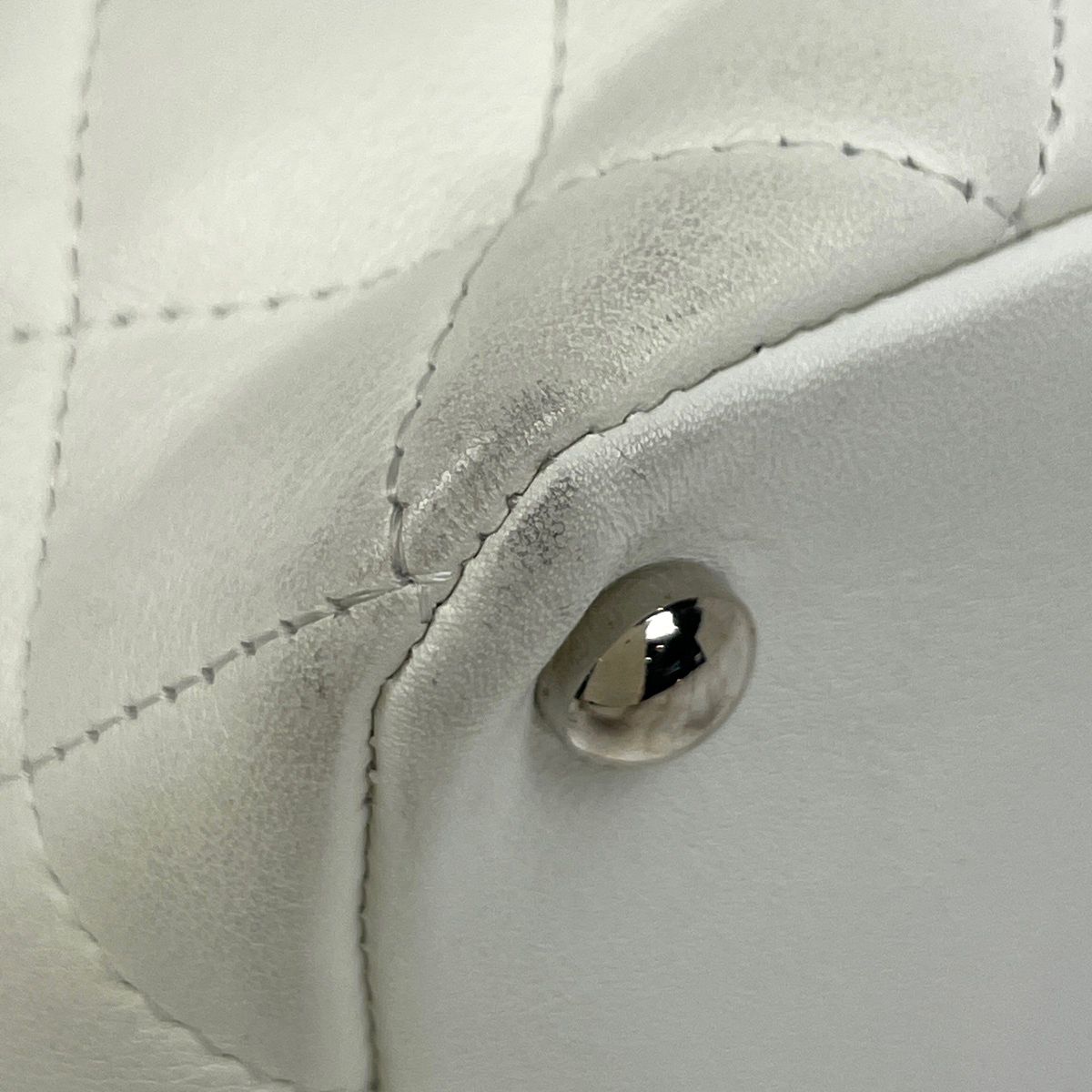 Chanel Cambon Line Tote CC Logo Handbag Leather White — view 3