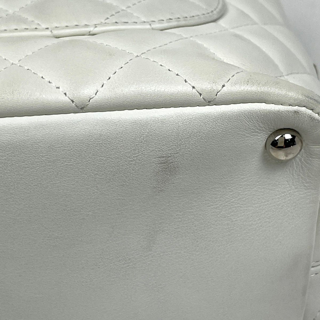 Chanel Cambon Line Tote CC Logo Handbag Leather White — view 4