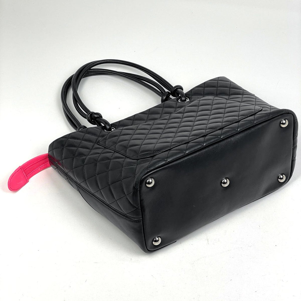 Chanel Cambon Line Large Tote CC Logo Shoulder Bag Leather Black — view 2