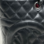 Chanel Cambon Line Large Tote CC Logo Shoulder Bag Leather Black — view 4