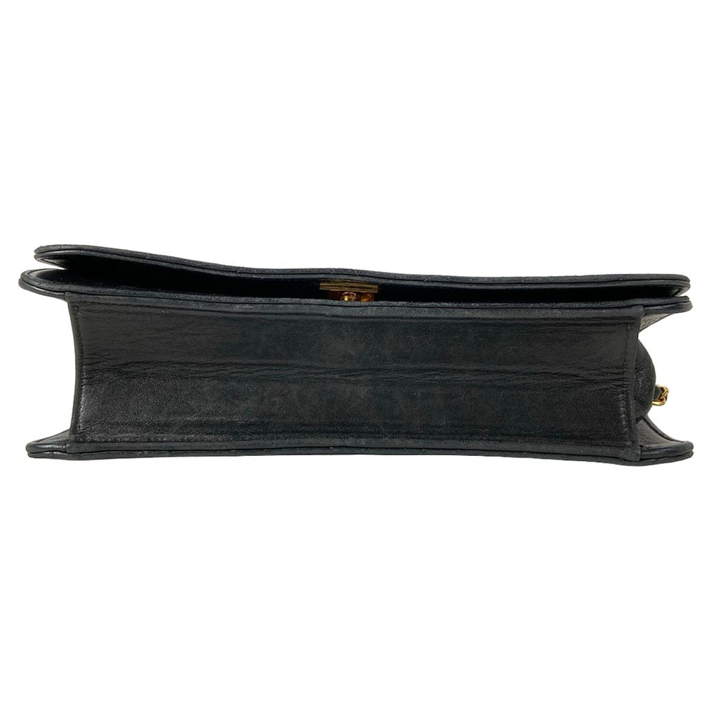 Chanel Shoulder Bag Single Flap Quilted Black Gold Chain Full Push Lock Lambskin — view 5