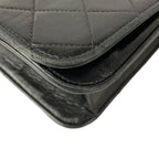 Chanel Shoulder Bag Single Flap Quilted Black Gold Chain Full Push Lock Lambskin — view 7