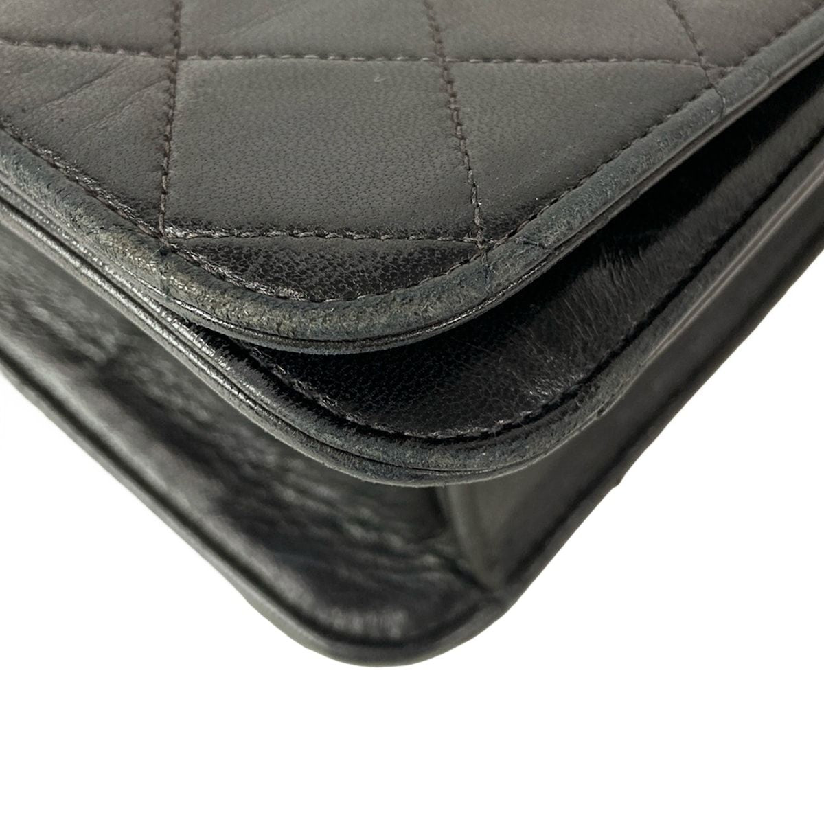 Chanel Shoulder Bag Single Flap Quilted Black Gold Chain Full Push Lock Lambskin — view 7