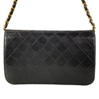 Chanel Shoulder Bag Single Flap Quilted Black Gold Chain Full Push Lock Lambskin — view 3