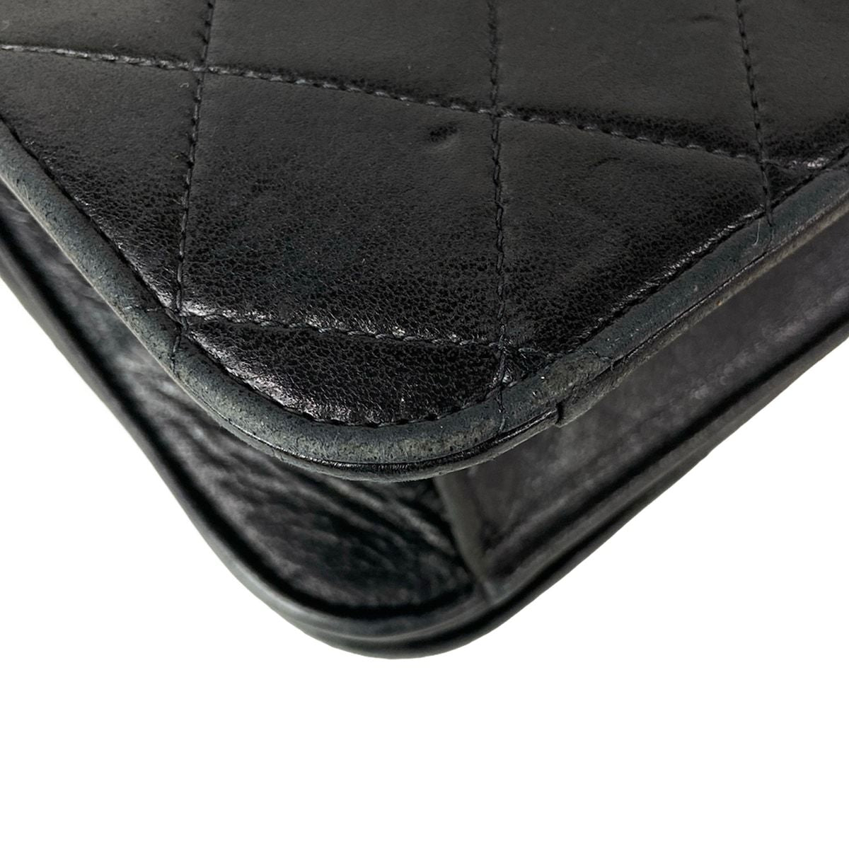 Chanel Shoulder Bag Single Flap Quilted Black Gold Chain Full Push Lock Lambskin — view 9