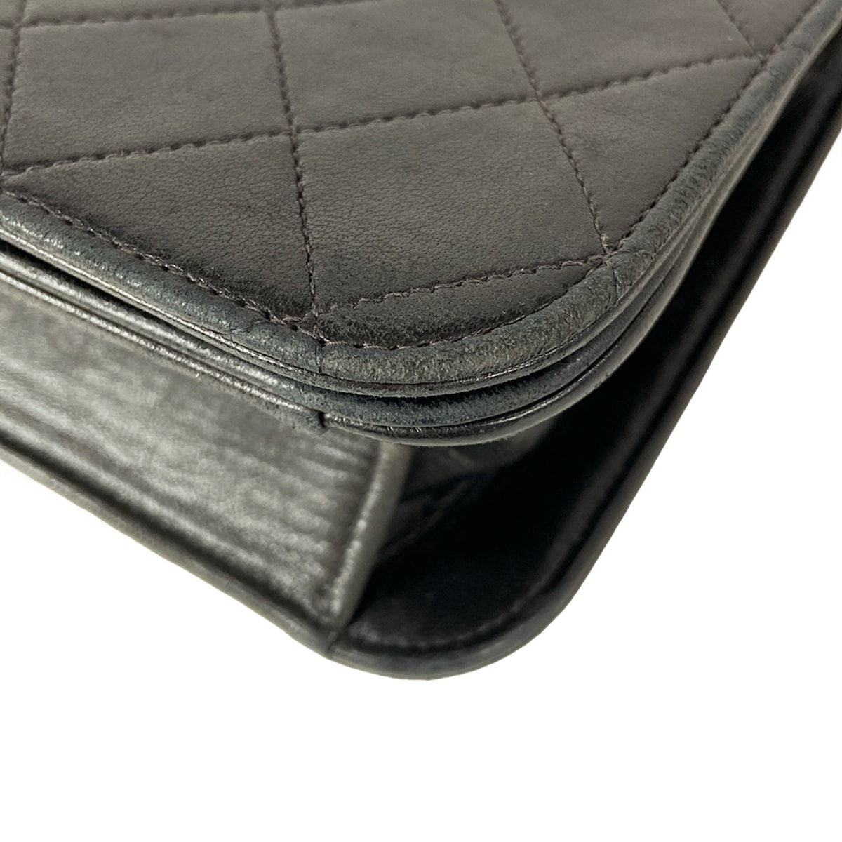 Chanel Shoulder Bag Single Flap Quilted Black Gold Chain Full Push Lock Lambskin — view 6