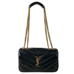 Saint Laurent Paris Shoulder Bag Loulou Small Black Chain Leather