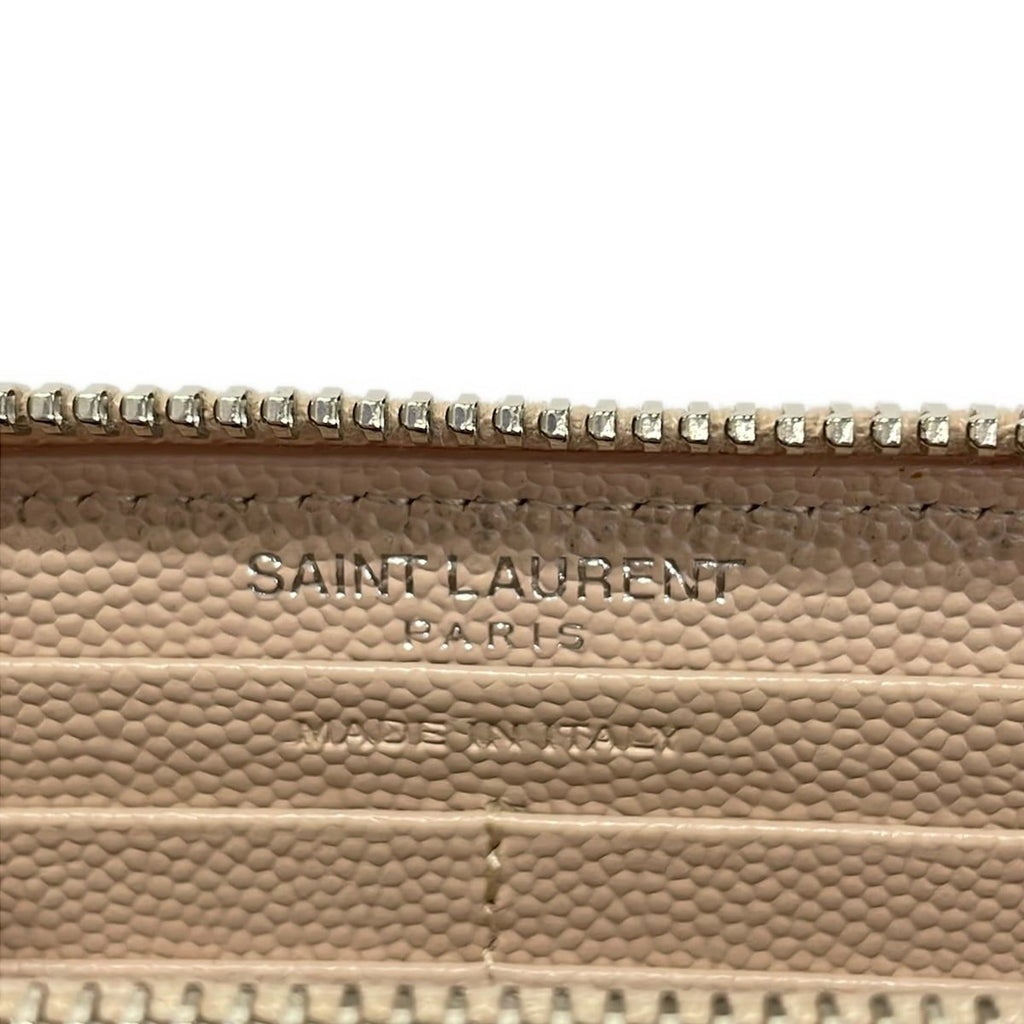 Saint Laurent Paris Wallet Monogram Full Zip Pink Beige Zip Around Leather — view 5