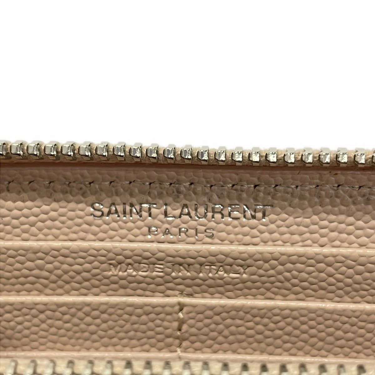 Saint Laurent Paris Wallet Monogram Full Zip Pink Beige Zip Around Leather — view 5