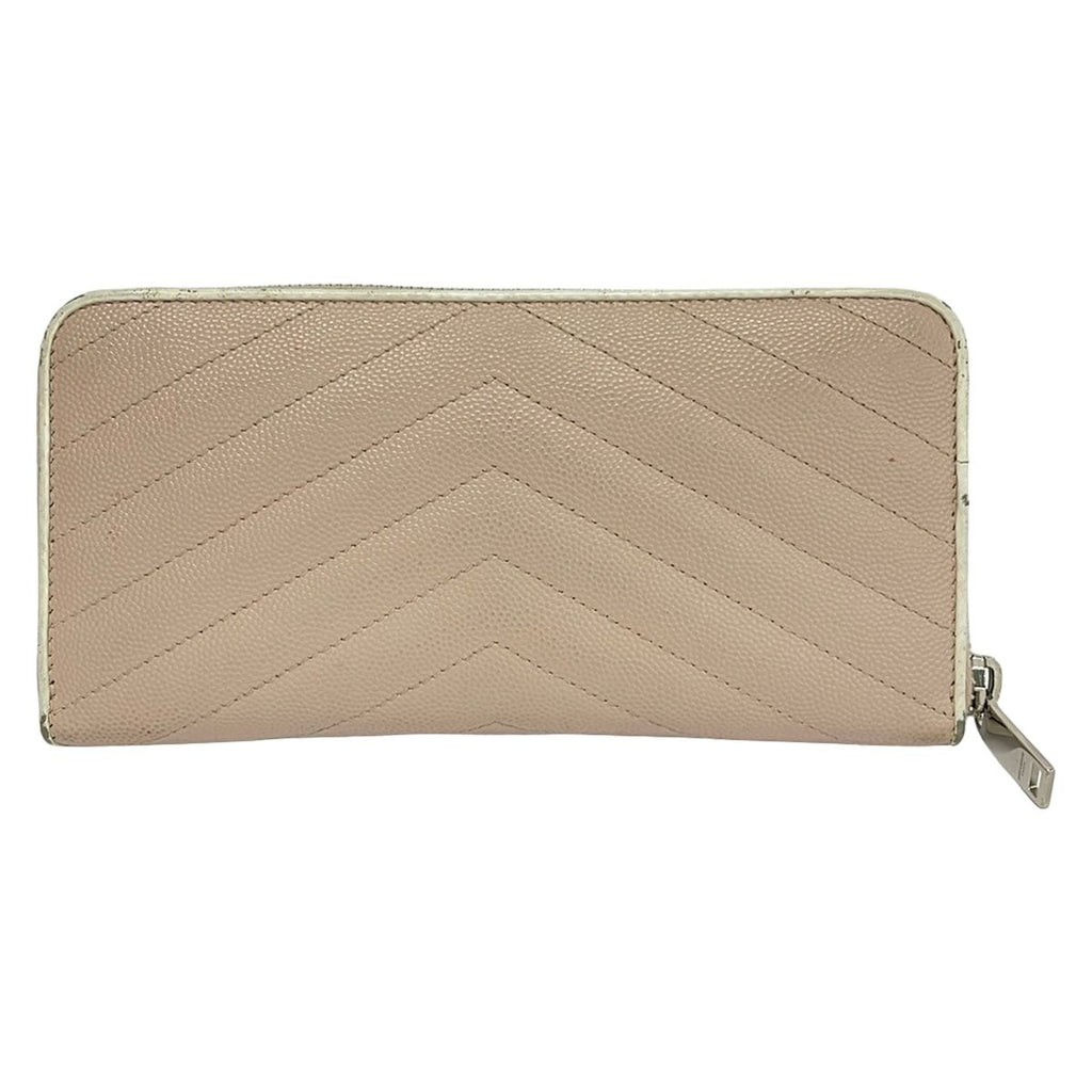 Saint Laurent Paris Wallet Monogram Full Zip Pink Beige Zip Around Leather — view 2