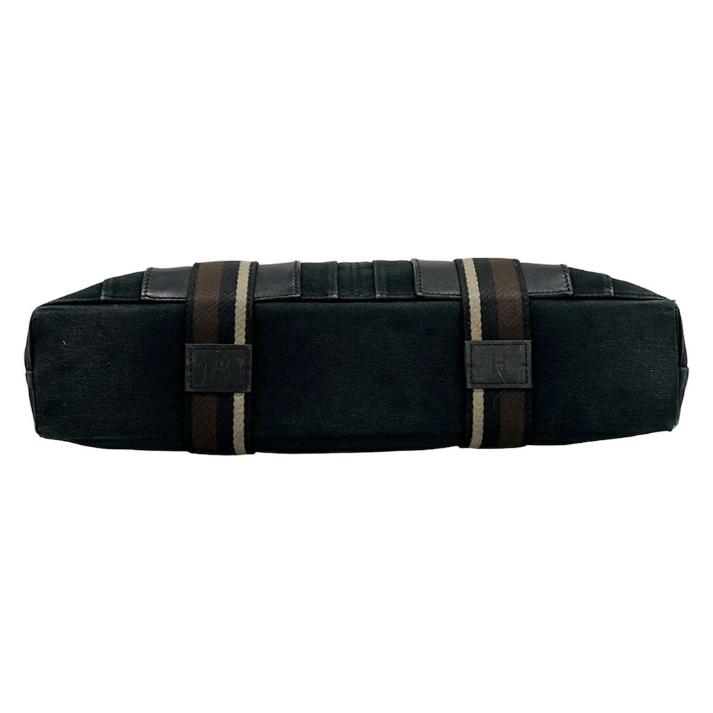 Hermes Tote Troca Horizontal MM Black Dark Brown Ivory Leather — view 5