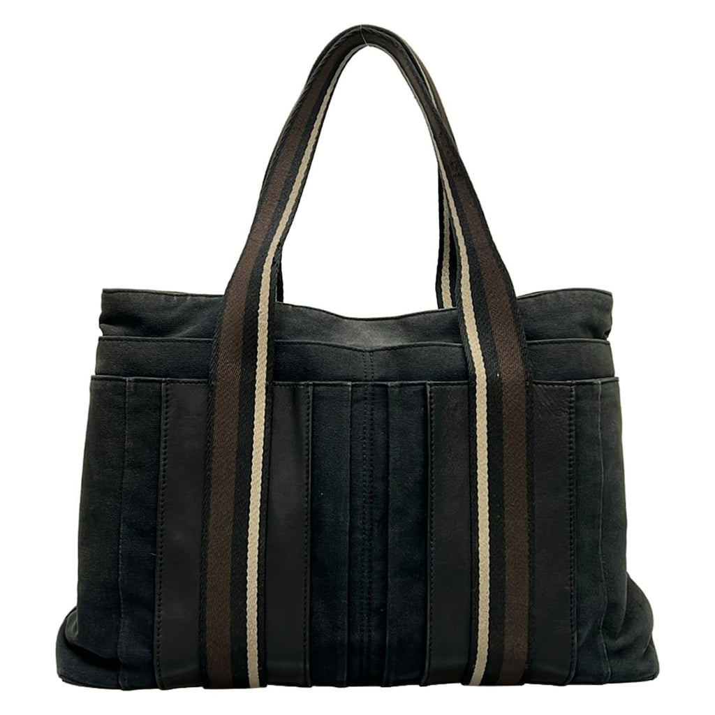 Hermes Tote Troca Horizontal MM Black Dark Brown Ivory Leather
