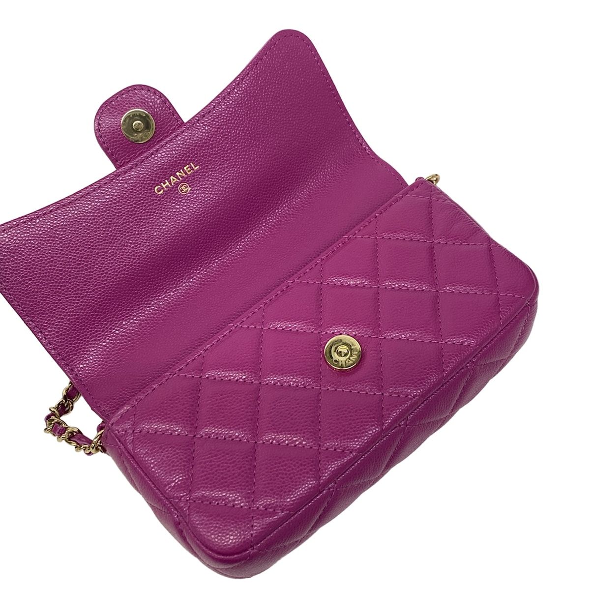 Chanel Wallet Quilted Purple Chain Gold Shoulder — view 3