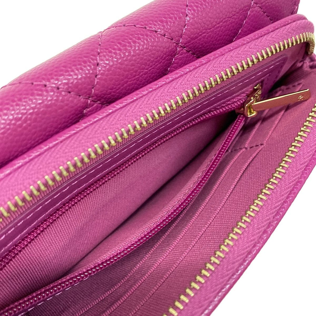 Chanel Wallet Quilted Purple Chain Gold Shoulder — view 5