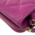 Chanel Wallet Quilted Purple Chain Gold Shoulder — view 8