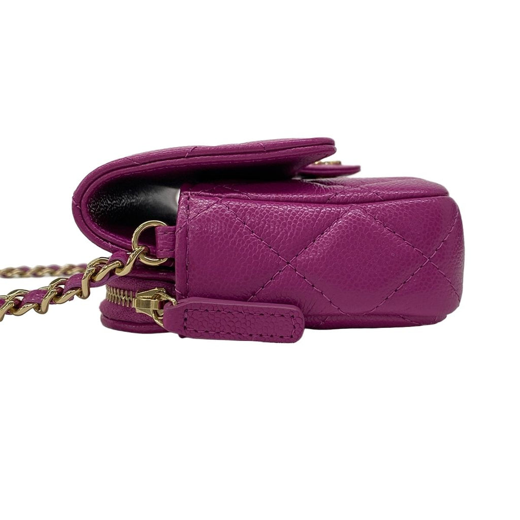 Chanel Wallet Quilted Purple Chain Gold Shoulder — view 9