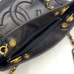 Chanel CC Logo Caviar Leather Black Shoulder Bag Gold — view 9