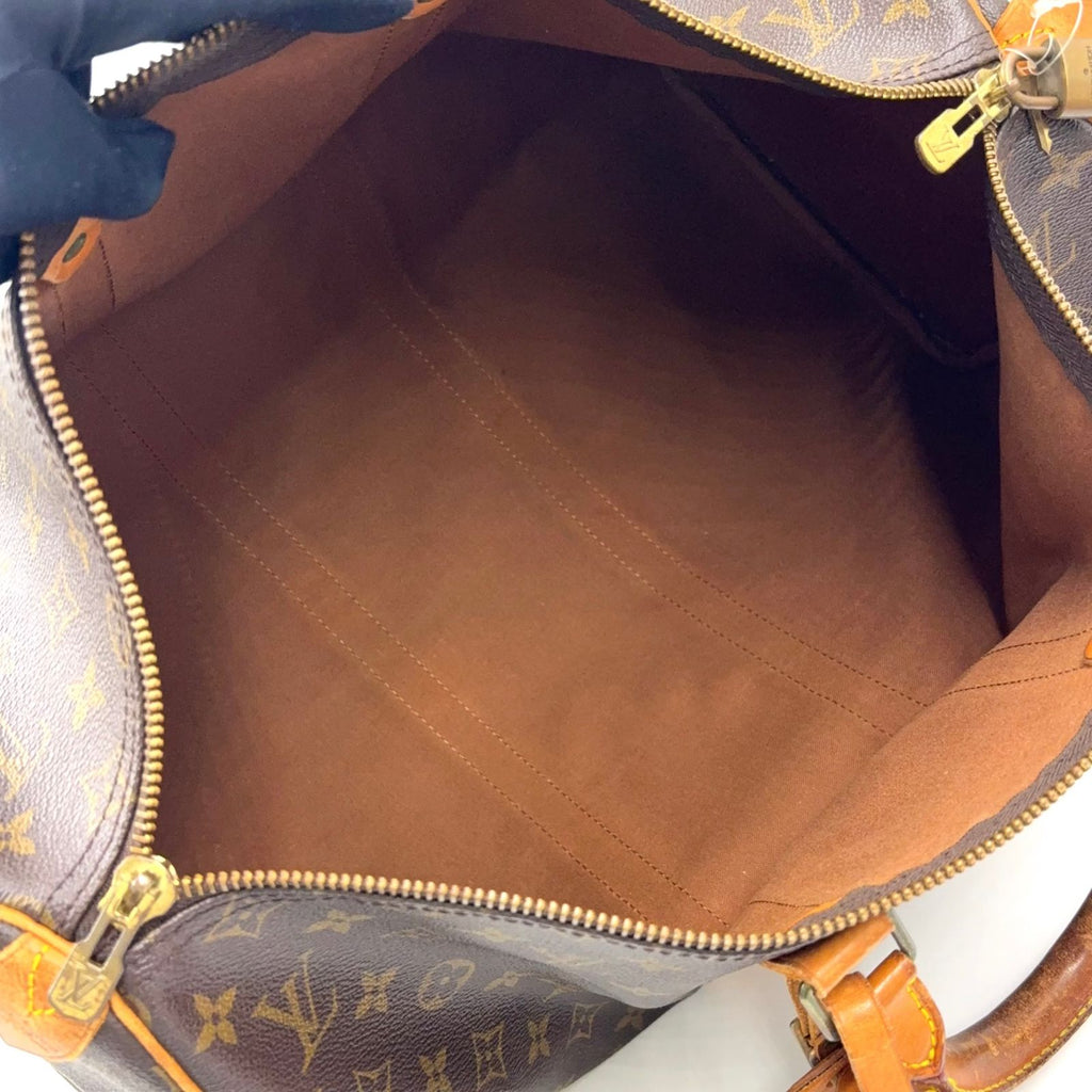 Louis Vuitton Keepall 45 Monogram Leather Brown Boston Bag Gold — view 3