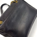 Chanel CC Logo Caviar Leather Black Shoulder Bag Gold — view 8