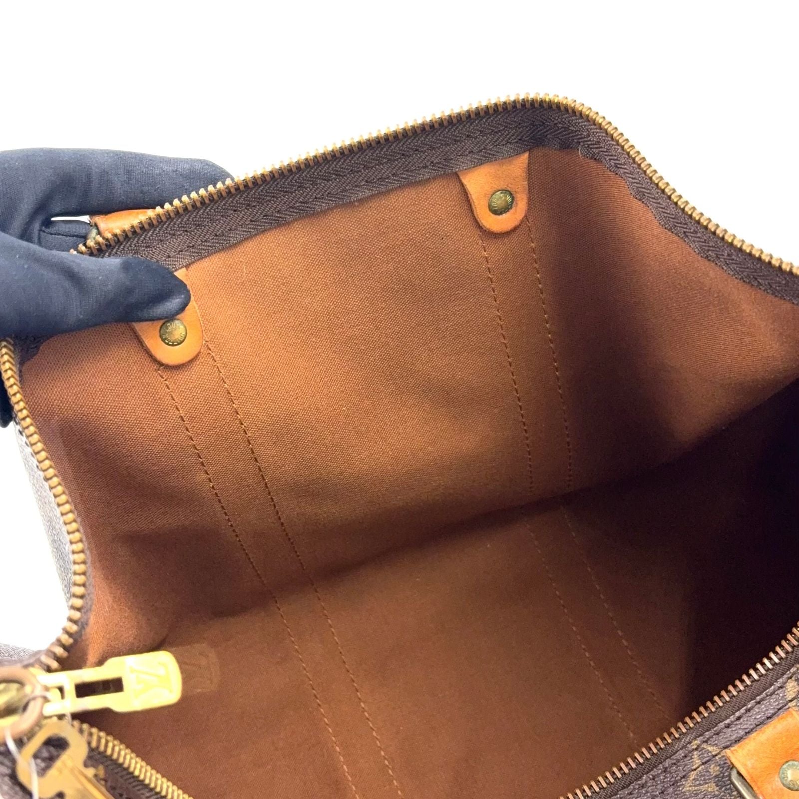 Louis Vuitton Keepall 45 Monogram Leather Brown Boston Bag Gold — view 6