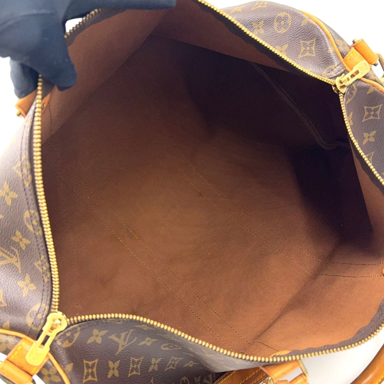 Louis Vuitton Keepall Bandouliere 50 Monogram Leather Brown Boston Bag Gold — view 3